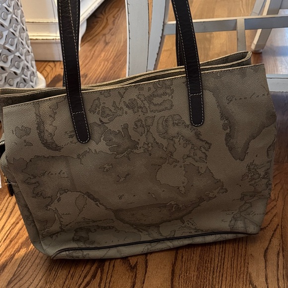 Alviero Martini Brown Map Print Tote - Picture 3 of 7